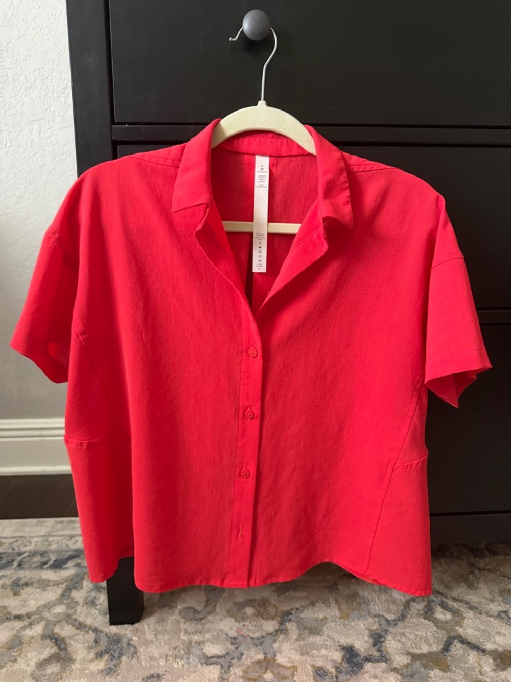 lululemon athletica Red/Coral Full Day Ahead Short Sleeve Shirt